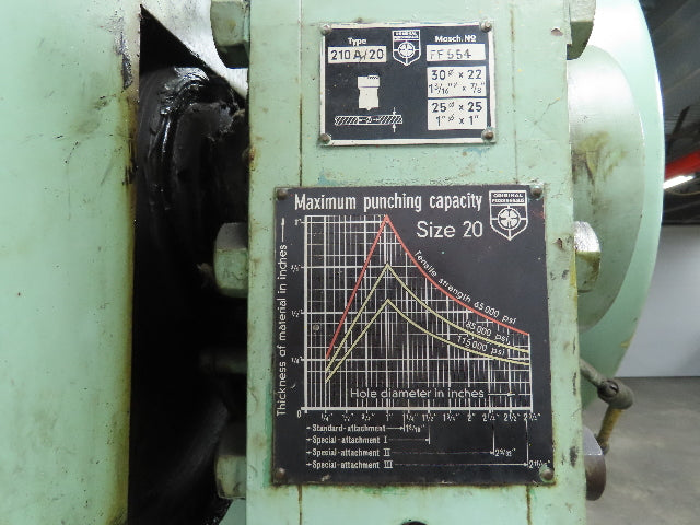 Peddinghaus 210A/20 Mechanical Iron Worker 105 Ton 10 HP 550V Notcher Puncher