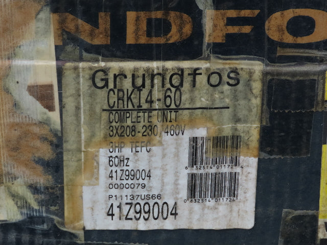 Grundfos CRKI4-60 Multistage Centrifugal Coolant Pump 22 GPM 3 Hp 230/460V 3Ph