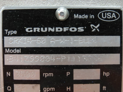 Grundfos CRKI4-60 Multistage Centrifugal Coolant Pump 22 GPM 3 Hp 230/460V 3Ph