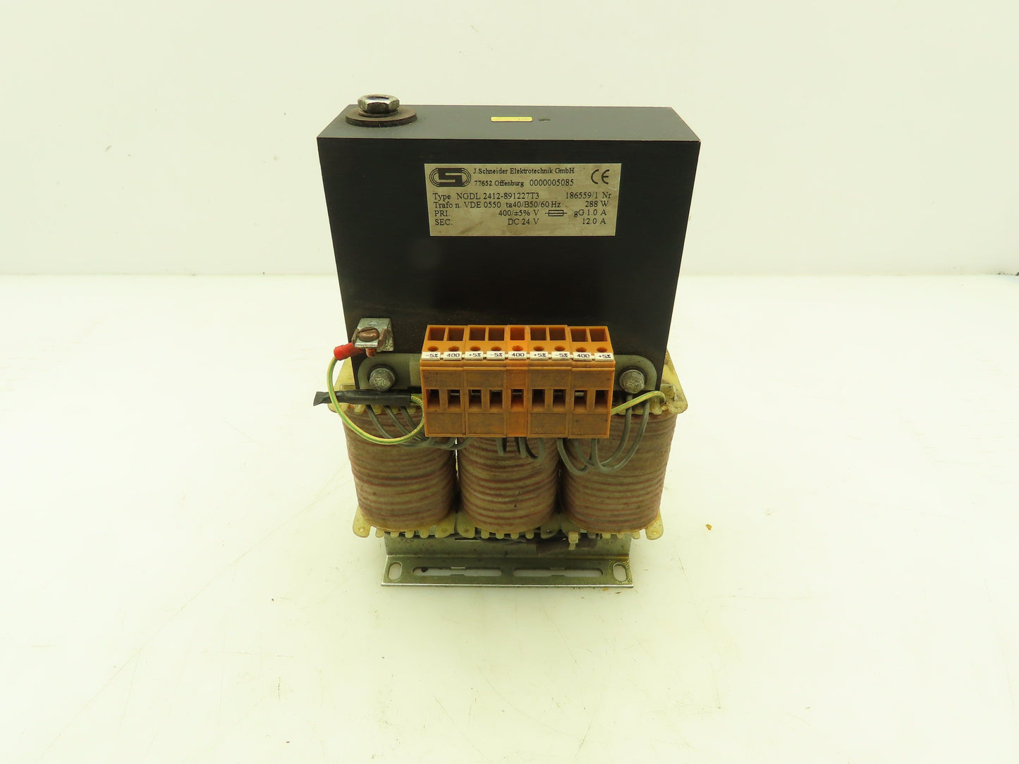 J.Schneider NGDL 2412 Power Transformer 400V 3Ph Pri 24VDC Sec 288W 12A