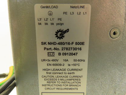 Nord 278273016 Power Filter 3Ph 480V 16A SK NHD-480/16-F