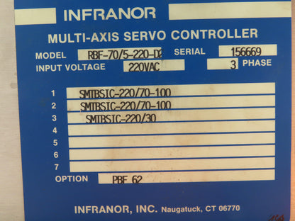 Infranor RBF-70/5-220-D2 Multi Axis Servo Controller Chassis 3Ph 220V