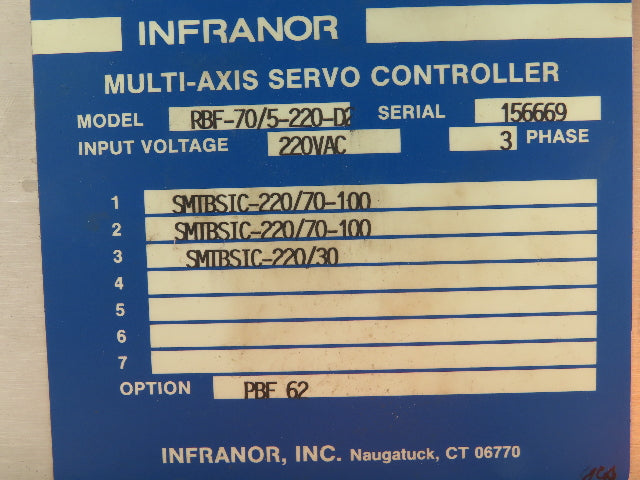 Infranor RBF-70/5-220-D2 Multi Axis Servo Controller Chassis 3Ph 220V