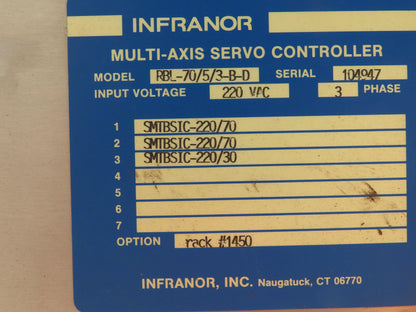 Infranor RBL-70/5/3-B-D Multi Axis Servo Controller Chassis Rack 3Ph 220V