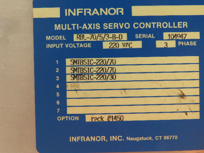 Infranor RBL-70/5/3-B-D Multi Axis Servo Controller Chassis Rack 3Ph 220V