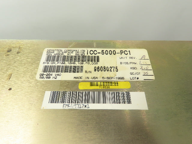 Nematron ICC-5000-PC1 Operator Interface Display Control Panel Enclosure 23x27"