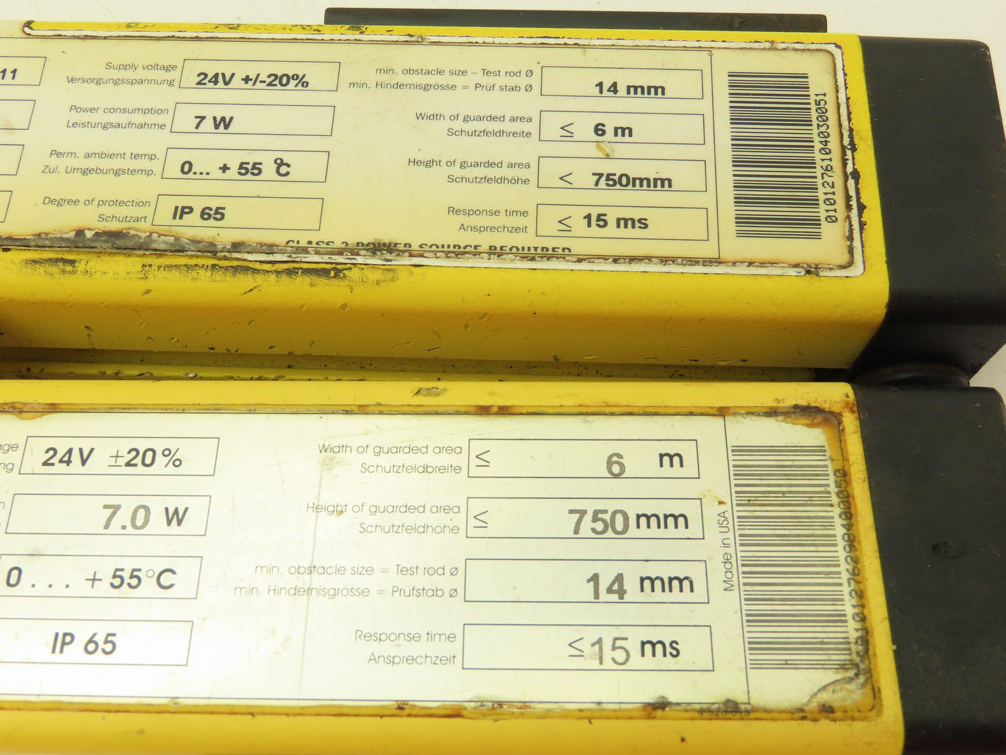 Sick 14-FGS Safety Light Curtain Sensors Transmitter + Receiver 6M x 750mm