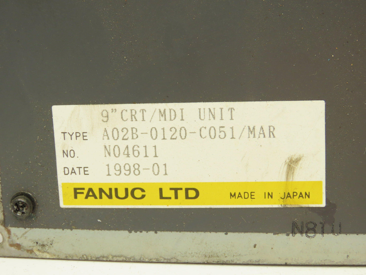 Fanuc A02B-0120-C051/MAR Control Panel 9" CRT/MDI Milling Machine Operator