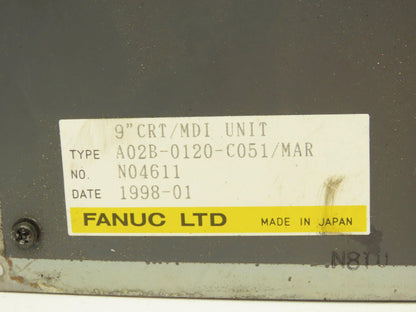Fanuc A02B-0120-C051/MAR Control Panel 9" CRT/MDI Milling Machine Operator