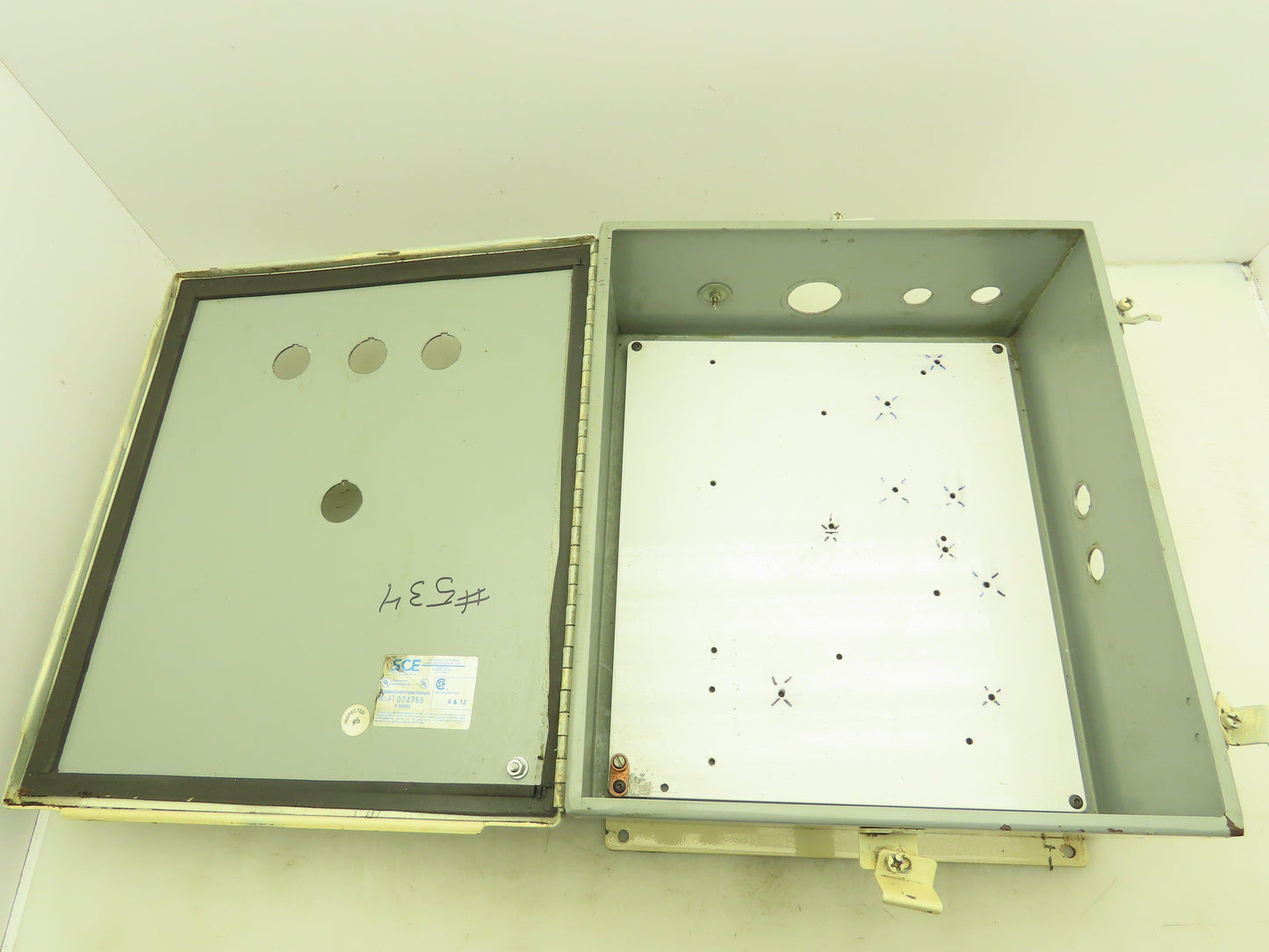SCE A1614CH Electrical Enclosure Control Panel 16x14x6" Back Plate Knockouts