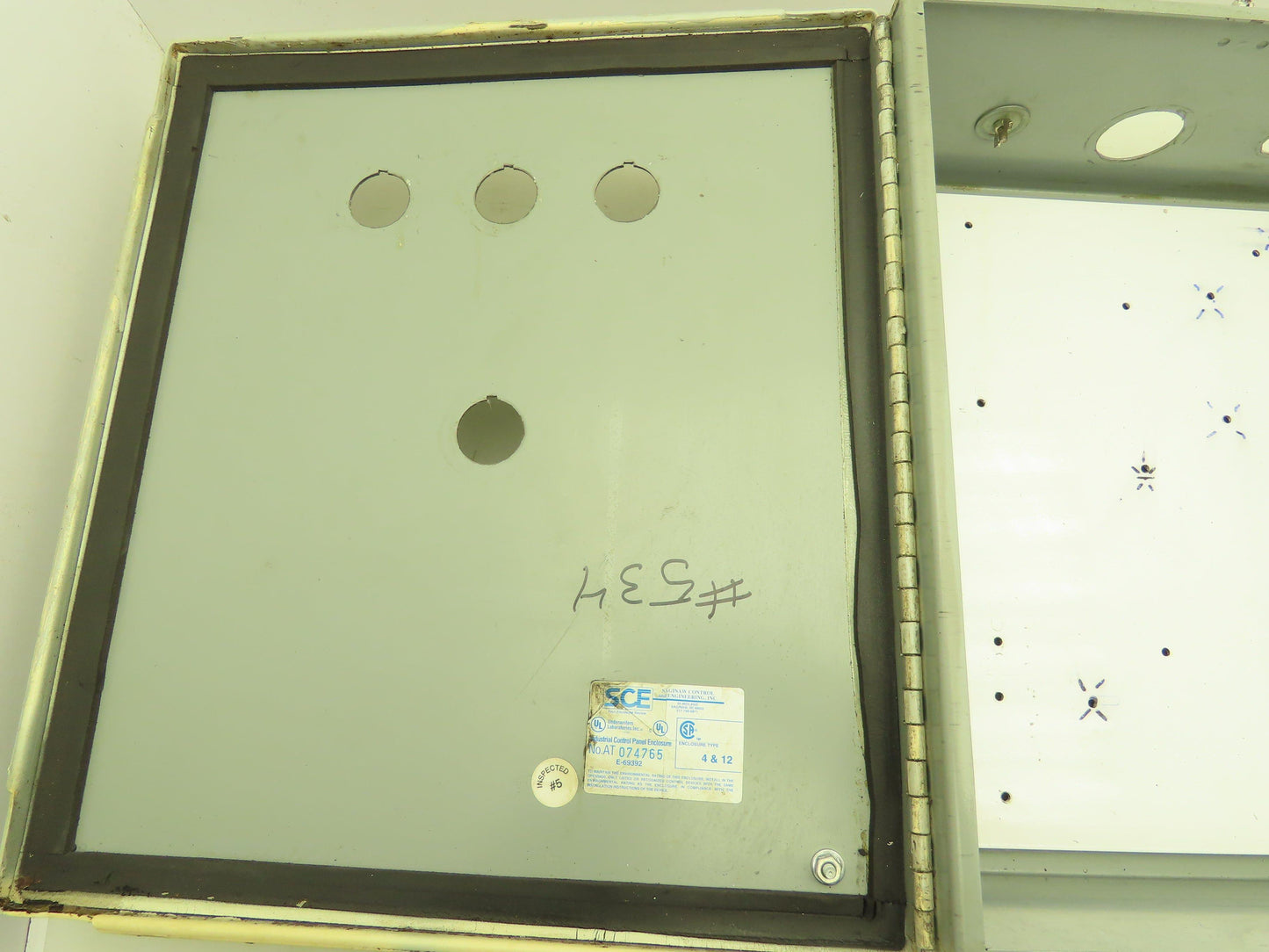 SCE A1614CH Electrical Enclosure Control Panel 16x14x6" Back Plate Knockouts