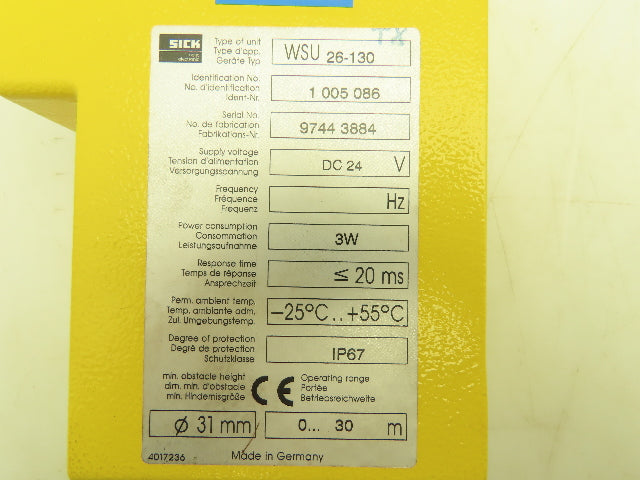 Sick WSU 26-130 Light Curtain Transmitter Optic Electronic Emitter