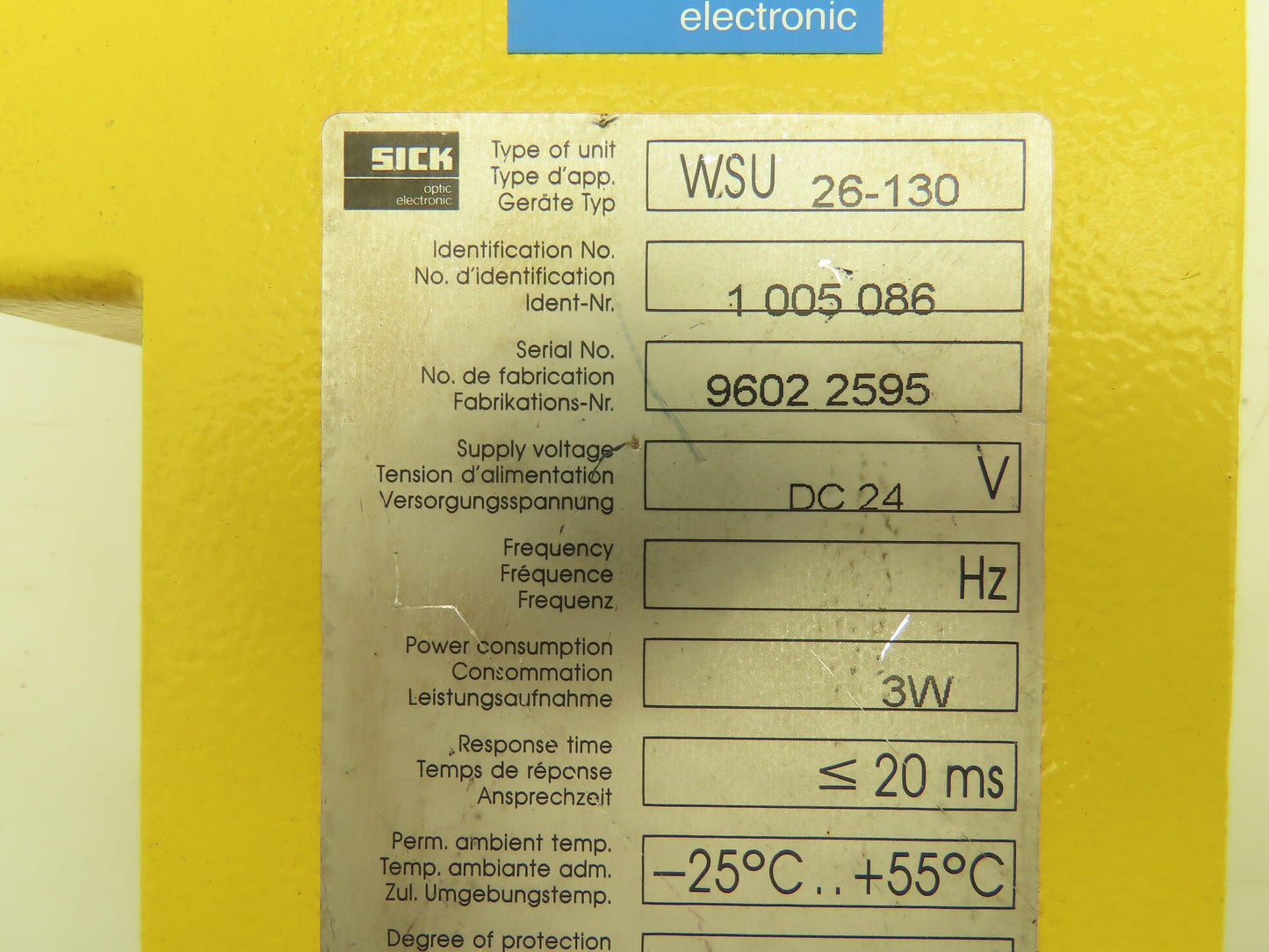 Sick WSU26-130 Light Curtain Transmitter Optic Electronic Emitter Sender 24VDC