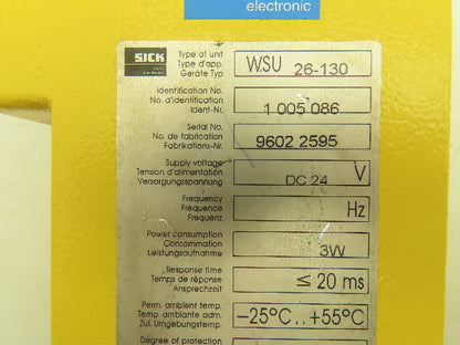 Sick WSU26-130 Light Curtain Transmitter Optic Electronic Emitter Sender 24VDC