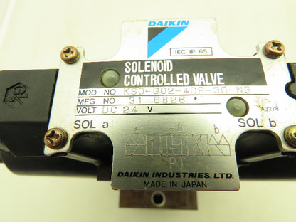 Daikin KSO-G02-4CP-30-NR Hydraulic Directional Solenoid Valve Stack 24VDC