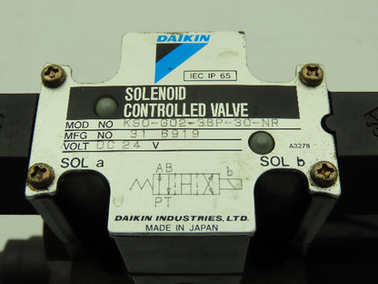 Daikin KSO-G02-3BP-30-NR Hydraulic Directional Solenoid Valve Stack 24VDC