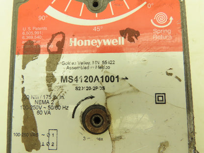 Honeywell MS4120A1001 Direct Coupled Actuator Spring Return 175 lb-in 90 Degree