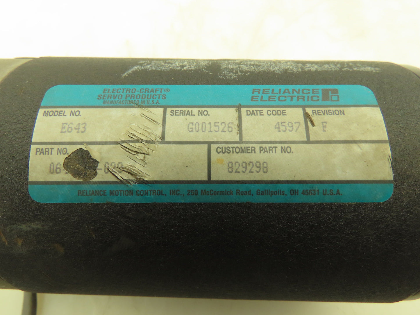 Reliance Electric E643 829298 0643-04-029 Electro Craft DC Servo Motor