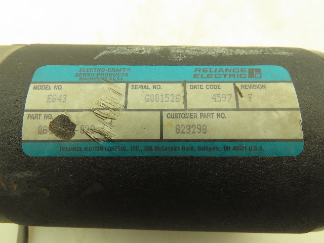 Reliance Electric E643 829298 0643-04-029 Electro Craft DC Servo Motor