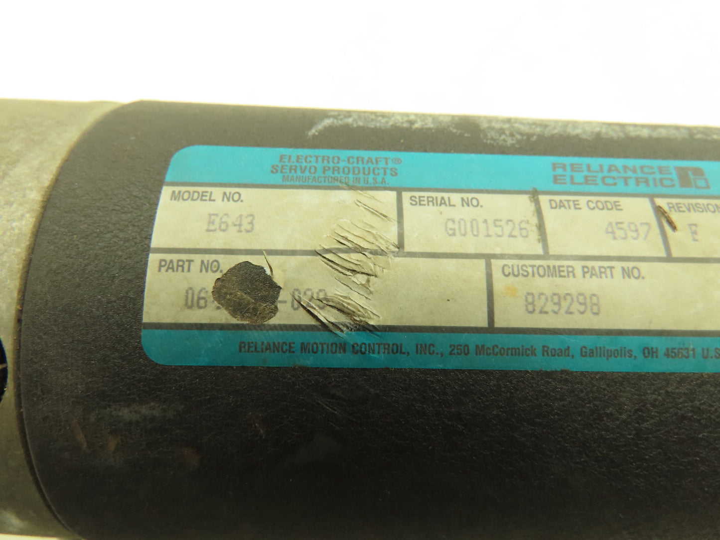 Reliance Electric E643 829298 0643-04-029 Electro Craft DC Servo Motor