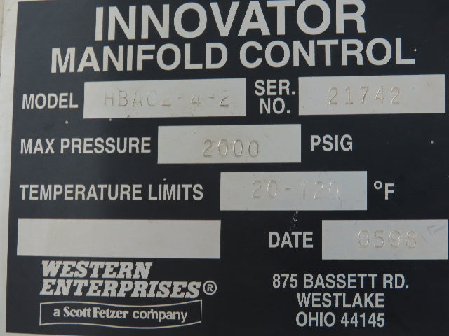 Western Innovator HBAC2-4-2 Gas Co2 Manifold Changeover Control Station