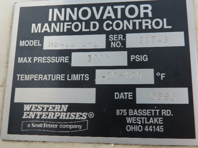 Western Innovator HBAC2-5-2 Helium Gas Manifold Changeover Control Station