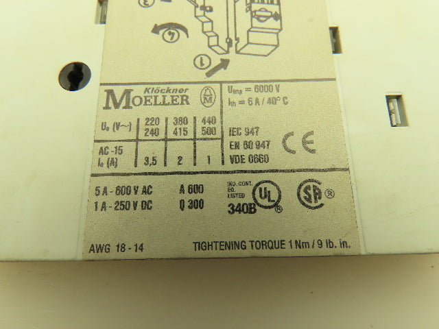 Klockner Moeller NHI2-11S-PKZ0 Motor Starter Aux Contact NO/NC Lot of 3