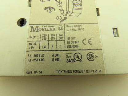 Klockner Moeller NHI2-11S-PKZ0 Motor Starter Aux Contact NO/NC Lot of 3