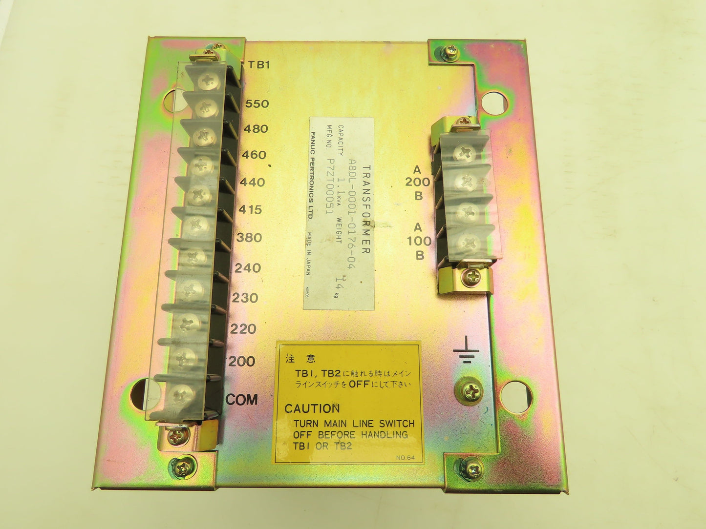 Fanuc Pertronics A80L-0001-0176-04 Power Transformer 1.1 kva Single Phase