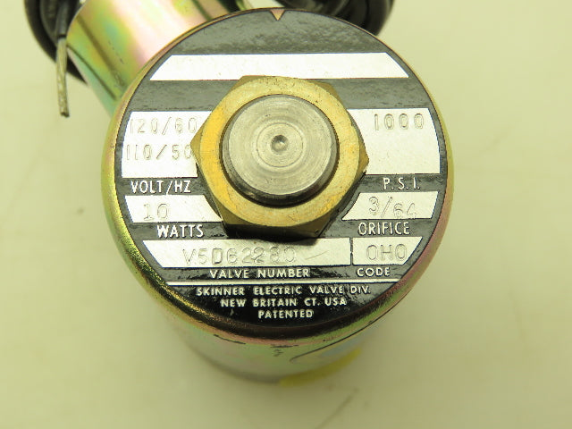Honeywell Skinner V5D62280 Solenoid Valve 2-Way NC 1000 PSI 120V Coil 1/8" NPT