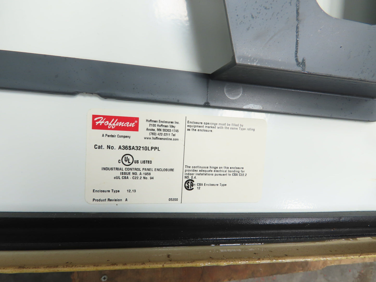 Hoffman A36SA3210LPPL Electrical Enclosure Control Panel 36x32x10" Backplate