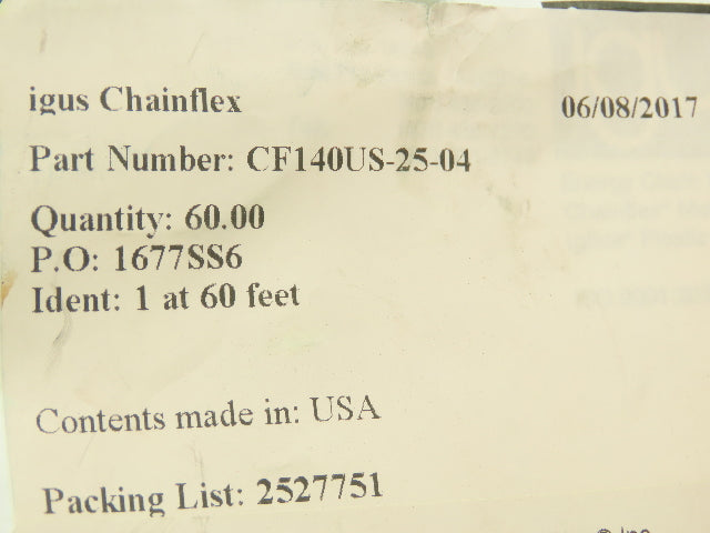 Chainflex CF140US-25-04 14AWG 4C Continuous Flex Energy Chain Tray Cable  60'