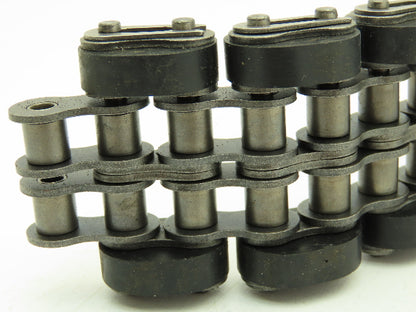 Non-Marking Rubber Top Double Strand Conveying Roller Chain 1/2" Pitch 14' 6"L