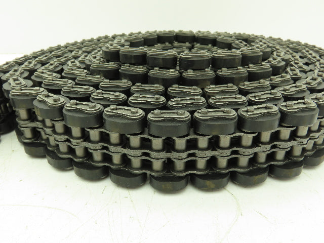 Non-Marking Rubber Top Double Strand Conveying Roller Chain 1/2" Pitch 14' 6"L