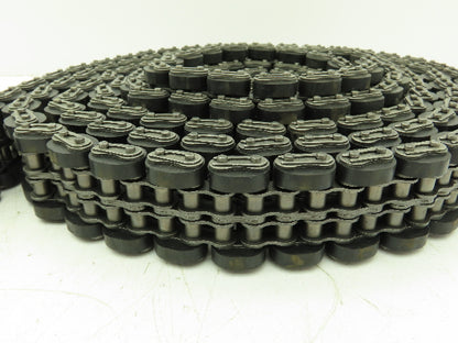 Non-Marking Rubber Top Double Strand Conveying Roller Chain 1/2" Pitch 14' 6"L