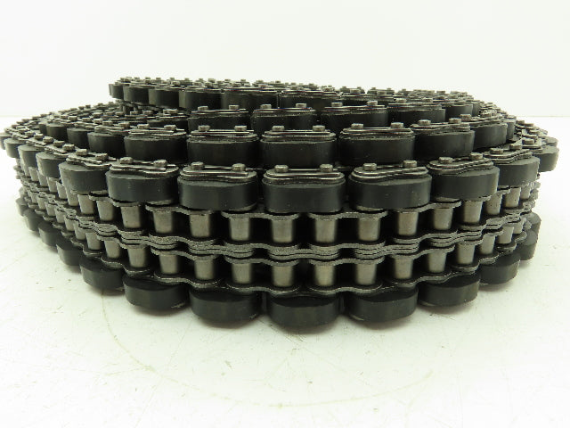 Non-Marking Rubber Top Double Strand Conveying Roller Chain 1/2" Pitch 14' 6"L