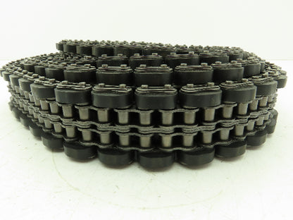 Non-Marking Rubber Top Double Strand Conveying Roller Chain 1/2" Pitch 14' 6"L