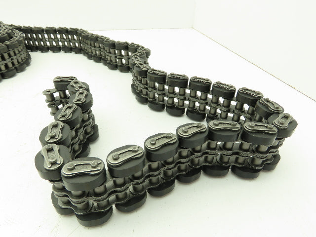Non-Marking Rubber Top Double Strand Conveying Roller Chain 1/2" Pitch 14' 6"L
