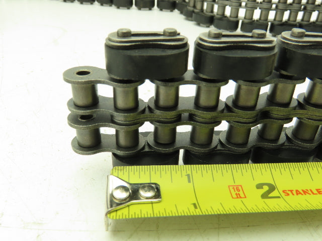Non-Marking Rubber Top Double Strand Conveying Roller Chain 1/2" Pitch 14' 6"L