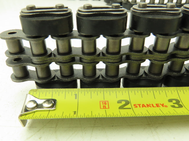 Non-Marking Rubber Top Double Strand Conveying Roller Chain 1/2" Pitch 14' 6"L