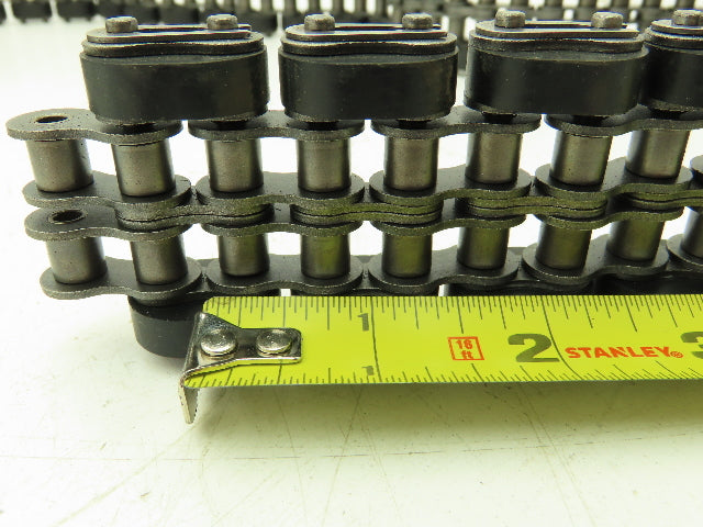 Non-Marking Rubber Top Double Strand Conveying Roller Chain 1/2" Pitch 14' 6"L