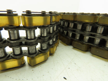 Non-Marking Rubber Top Double Strand Conveying Roller Chain 1/2" Pitch 10' 6"