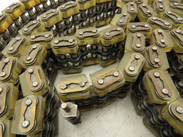 Non-Marking Rubber Top Double Strand Conveying Roller Chain 1/2" Pitch 10' 6"