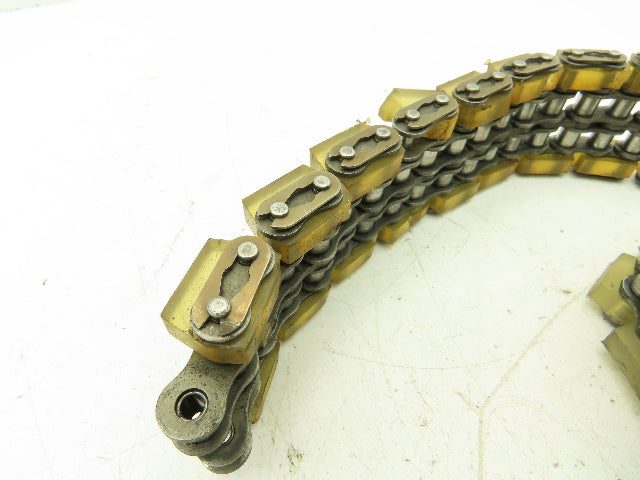 Non-Marking Rubber Top Double Strand Conveying Roller Chain 1/2" Pitch 10' 6"