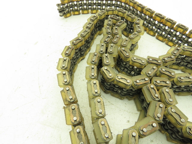 Non-Marking Rubber Top Double Strand Conveying Roller Chain 1/2" Pitch 10' 6"