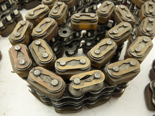 Non-Marking Rubber Top Double Strand Conveying Roller Chain 1/2" Pitch 10' 6"