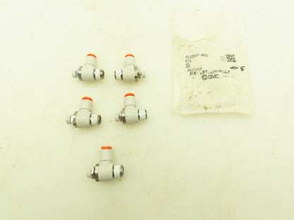SMC AS2201F-N02-07S Flow Control Push Fitting Elbow 1/4" Tube x 1/4"NPT Lot of 5