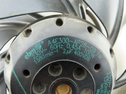 Ebm A4E300-AP26-09 AC Axial Cooling Fan Steel Blades 230V 1PH .45A 100W 300mm