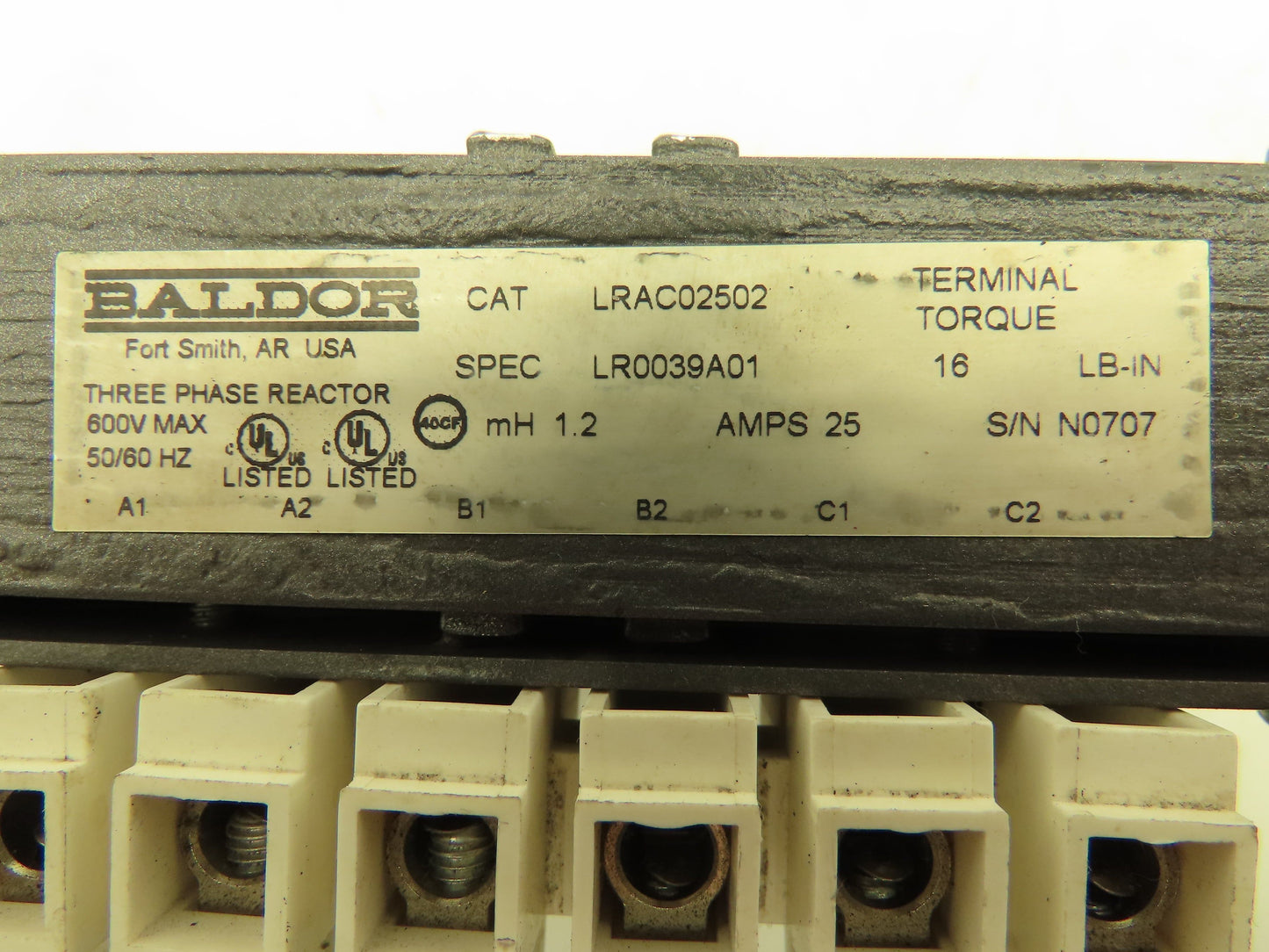 Baldor LRAC02502 Line Reactor 3Ph 600V 25A