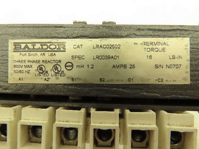 Baldor LRAC02502 Line Reactor 3Ph 600V 25A